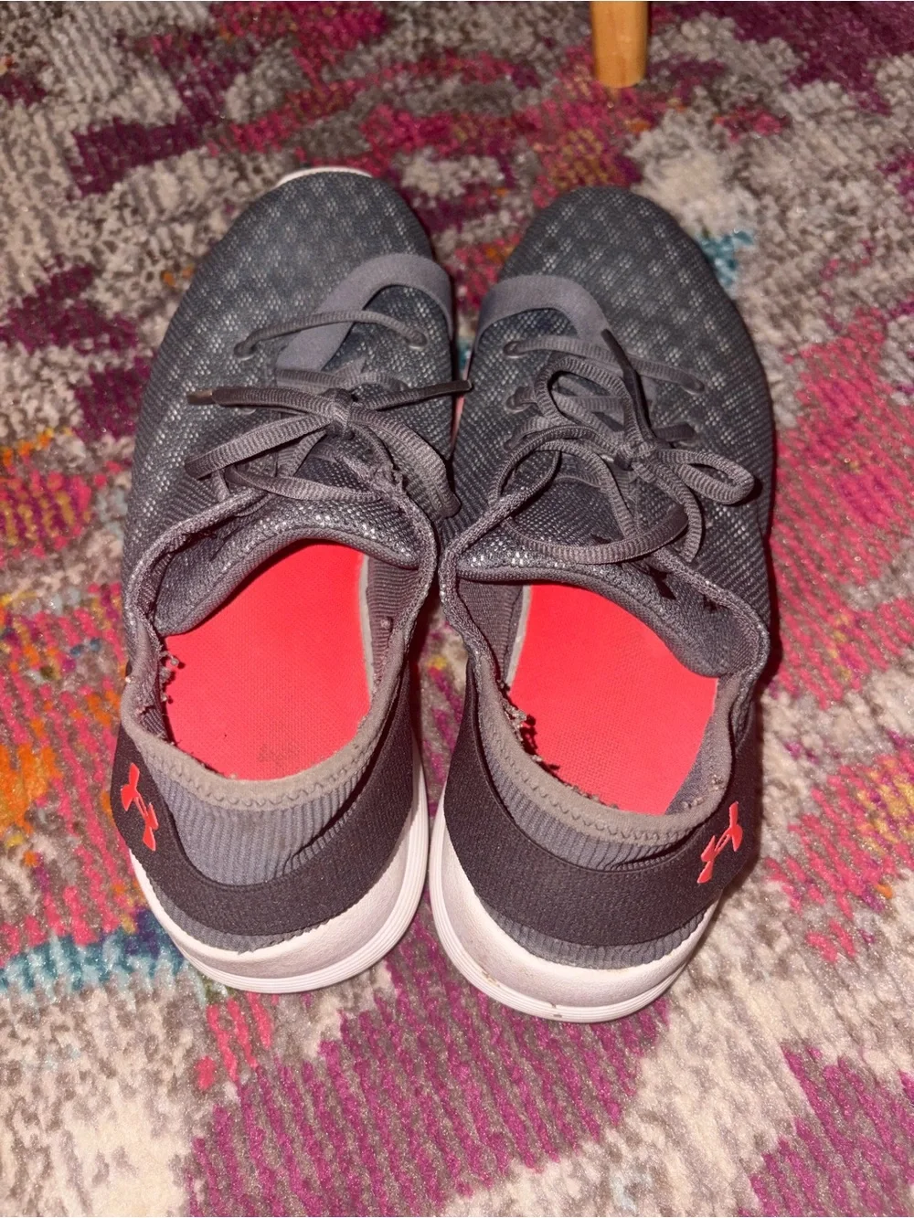Under Armour Women's Gray Knit Training Shoes with Pink Accent